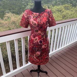 Talbots Red and Pink Paisley‎ Print Dress